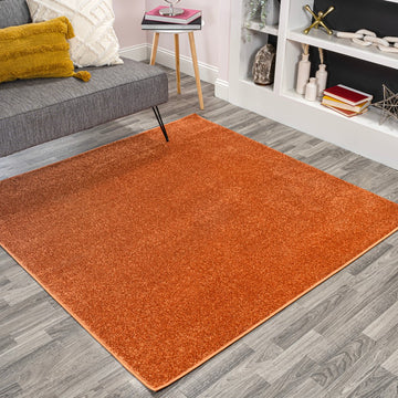 Haze Solid Low-pile Area Rug Orange